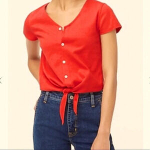 J.Crew Textured tie-front top Size Medium